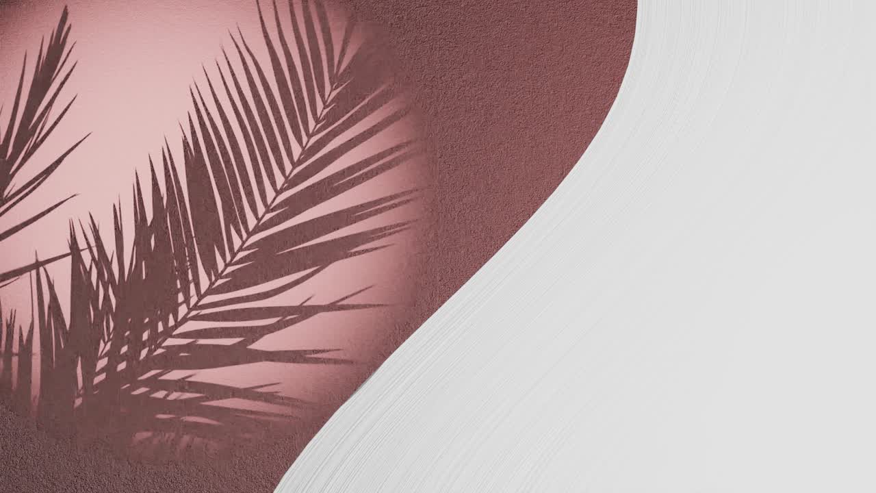 visualización mínima de podio de palma rosa para fondo cosmético soporte de producto con ambiente de playa, renderización en 3d, bucle de animación de ilustración en 3d