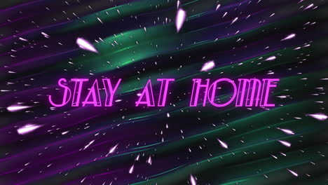 purple neon "stay at home" animation promotes covid-19 isolation.