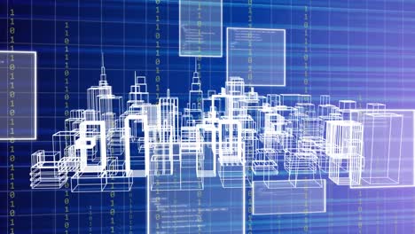 Animación-Del-Procesamiento-De-Datos-Sobre-Un-Paisaje-Urbano-En-3D.