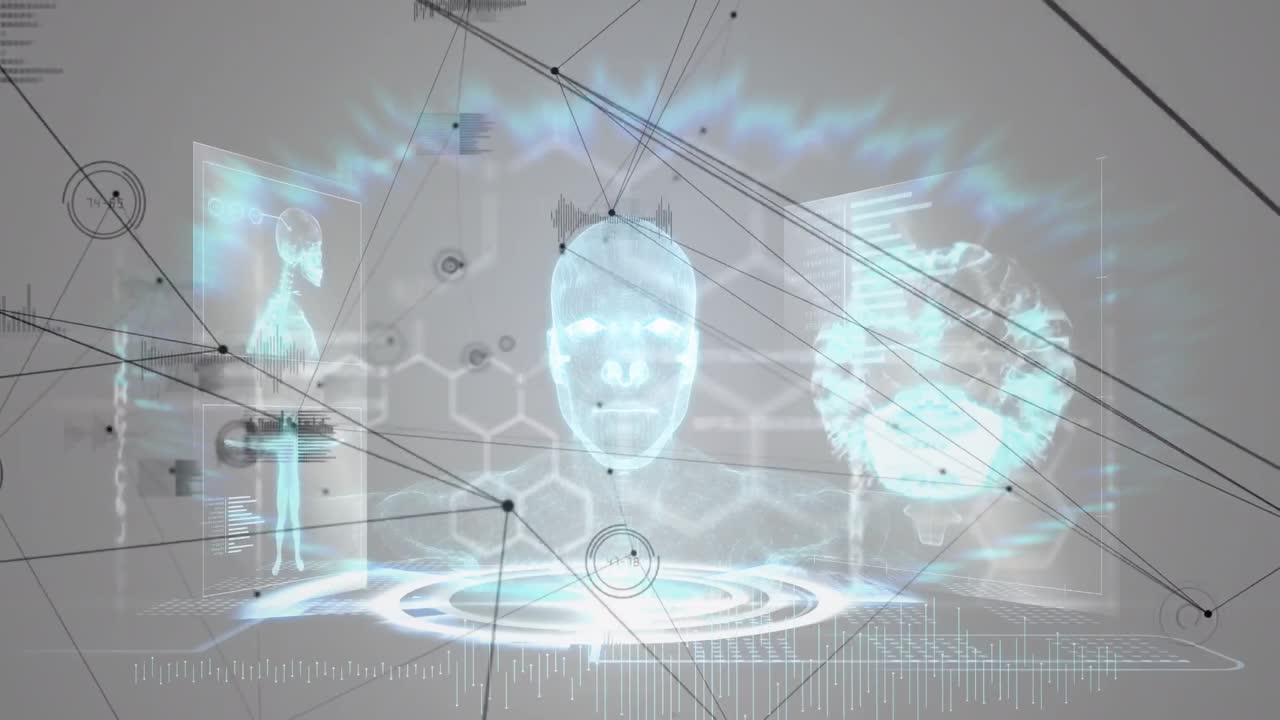 블랙 배경에 연결 네트워크와 데이터 처리의 애니메이션