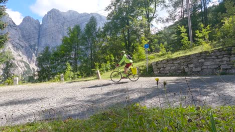 cycling across the vrsic pass in slovenia, going downhill