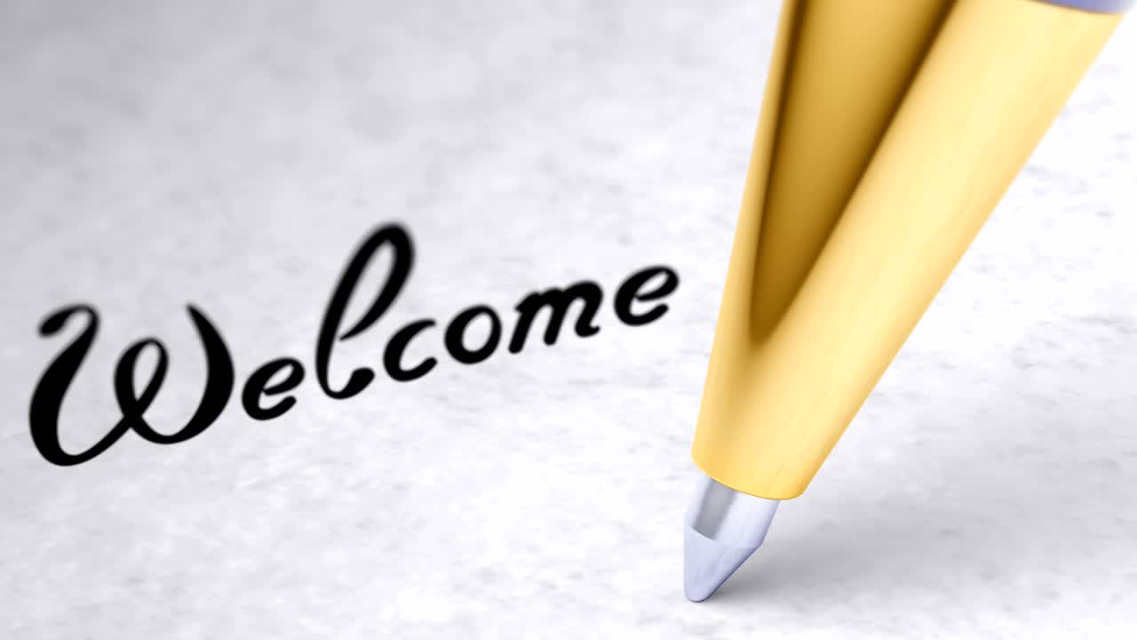 "Welcome" on the page. Looping footage has 4K resolution.