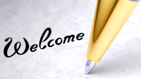 "welcome" on the page. looping footage has 4k resolution.