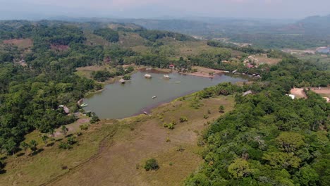 outstanding 4k panoramic view over the lush green tropic rain forest region in tingo maria, focusing on the laguna de los milagros