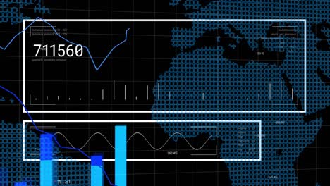 animation of data processing over world map