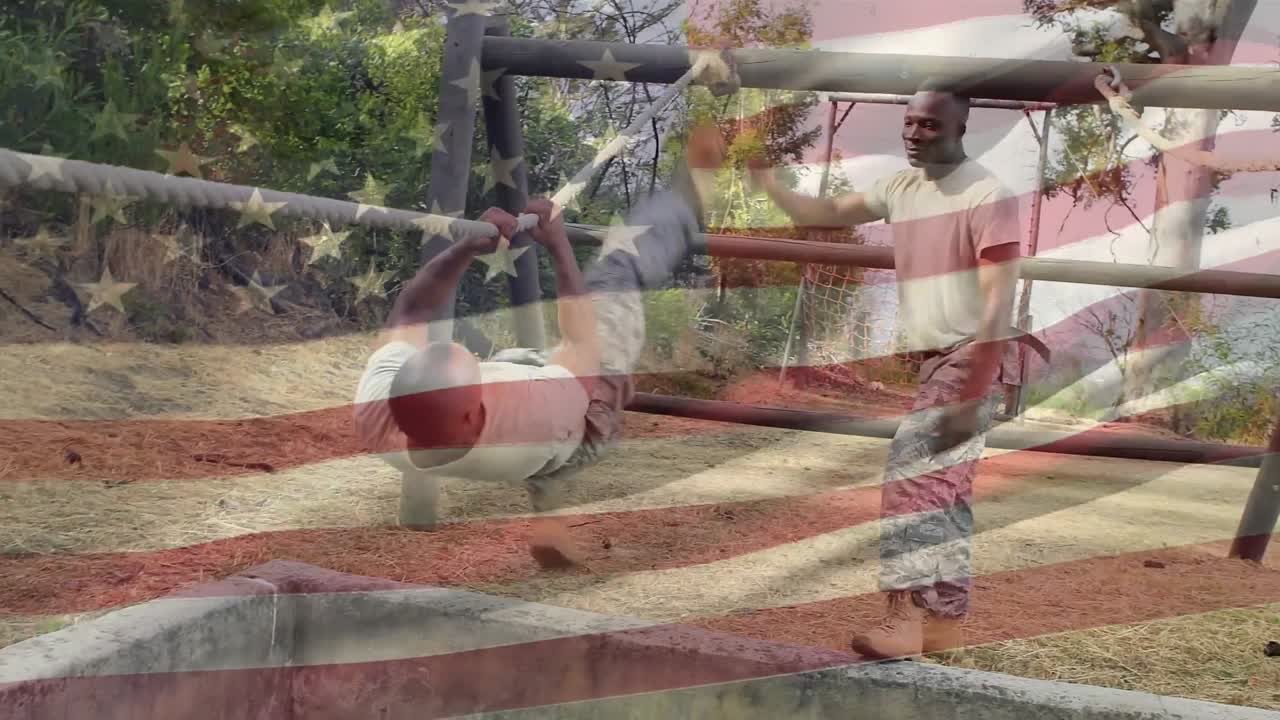 el soldado cruza la cuerda.