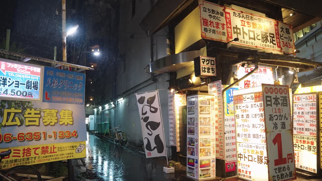 Rainy Night in a Japanese City Alley