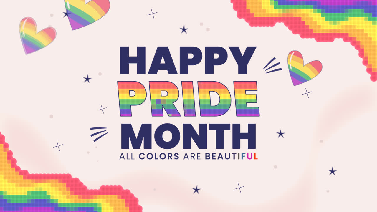 평평한 lgbt 자부심 달 배경의 모션 그래픽