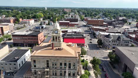 marion county courthouse and marion ohio downtown - aerial drone