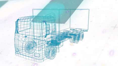 animación de un dibujo de coche 3d girando con formas parpadeantes
