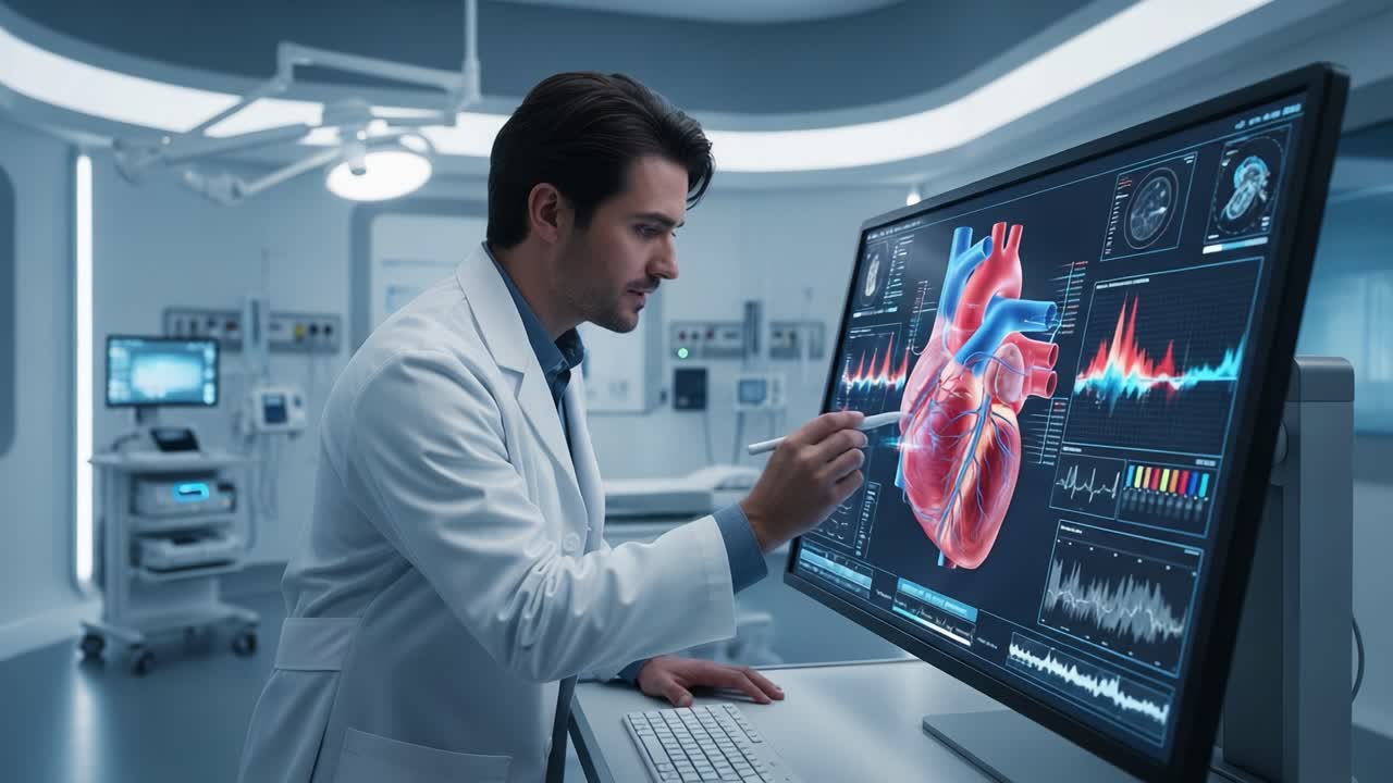 A Medical Professional Analyzes Advanced Heart Visualization in a ...