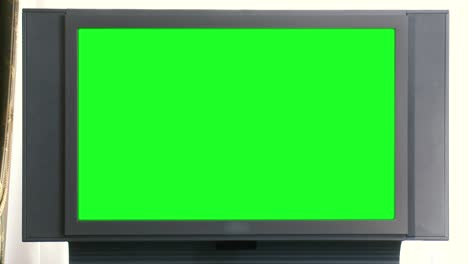 old tv with green screen