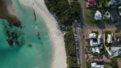 Top-view-down-of-West-Beach-at-Esperance-during-sunset-in-Western-Australia