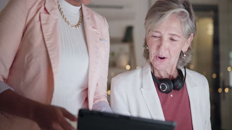 happy woman learning, tablet