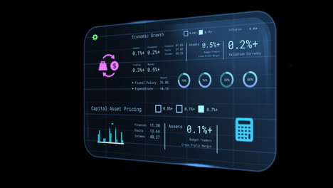 animation of screens with banking data over black background