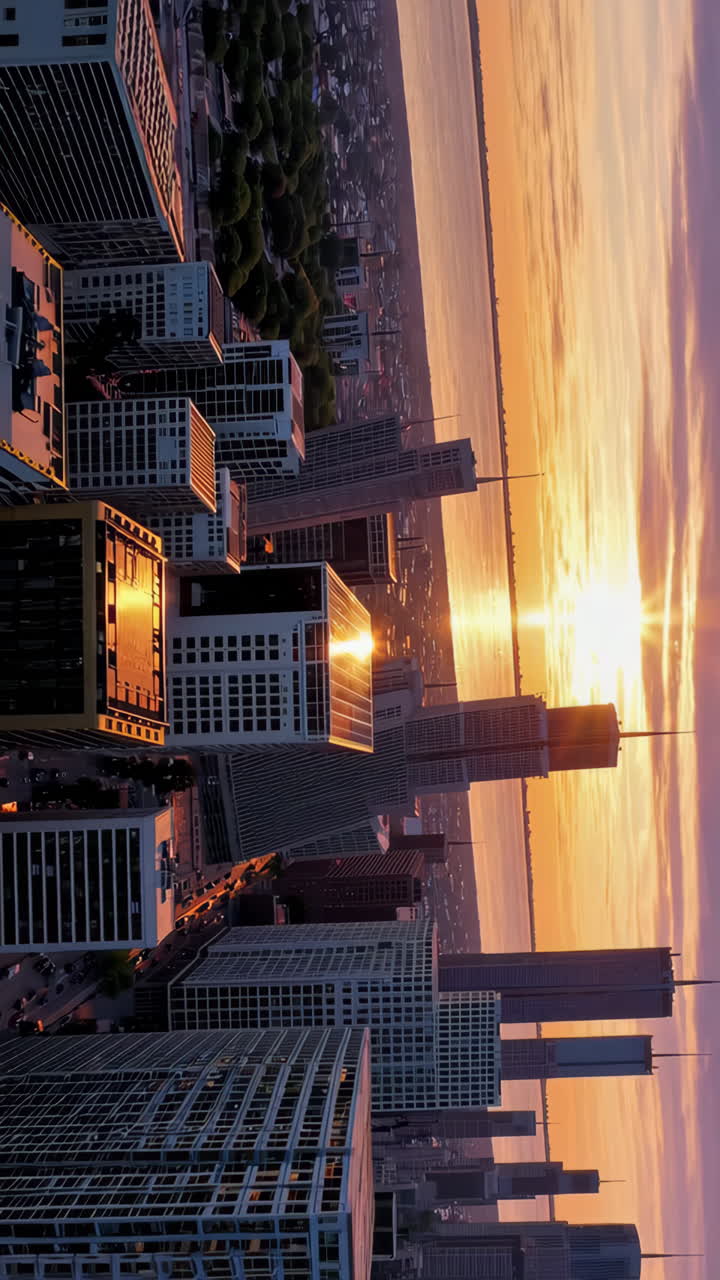 Nascer do sol sobre o horizonte de uma cidade moderna
