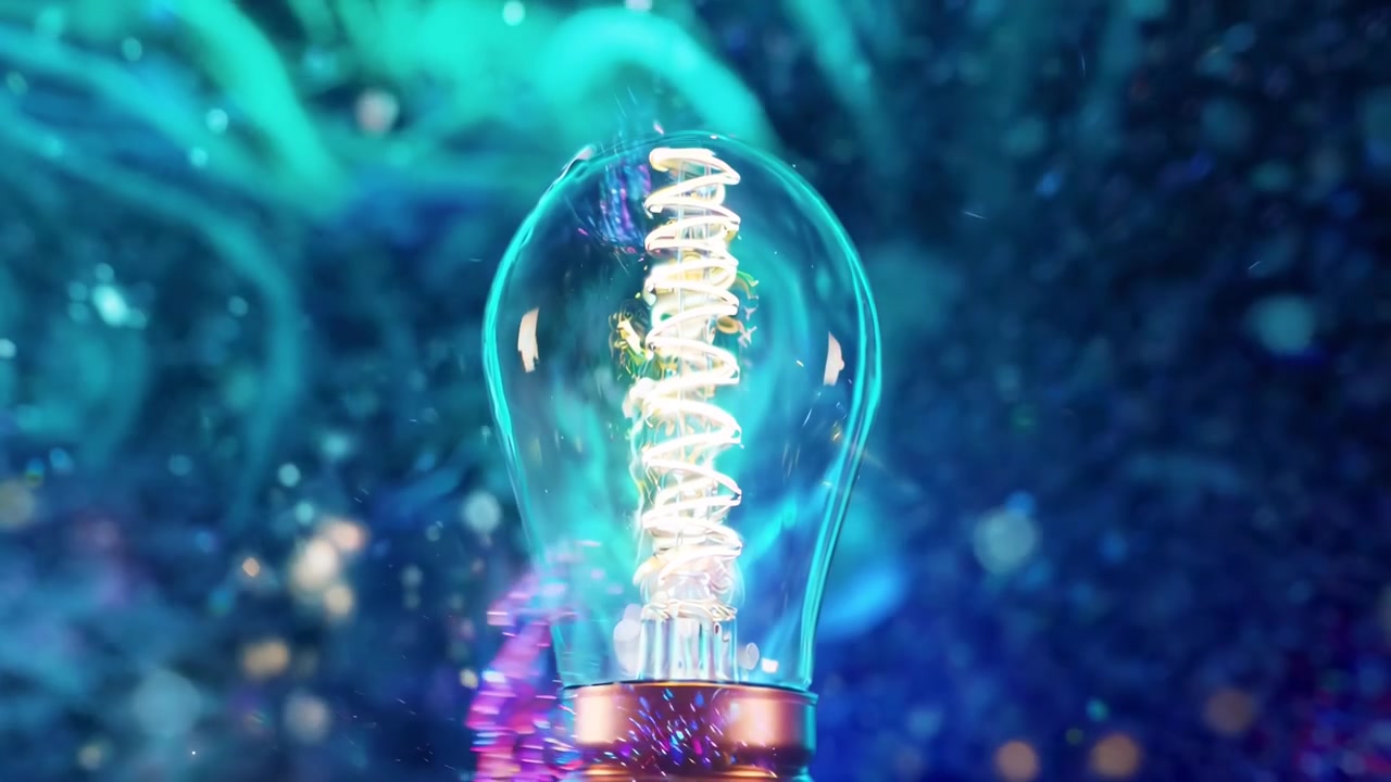 Lampadina luminosa che illumina uno sfondo astratto dinamico