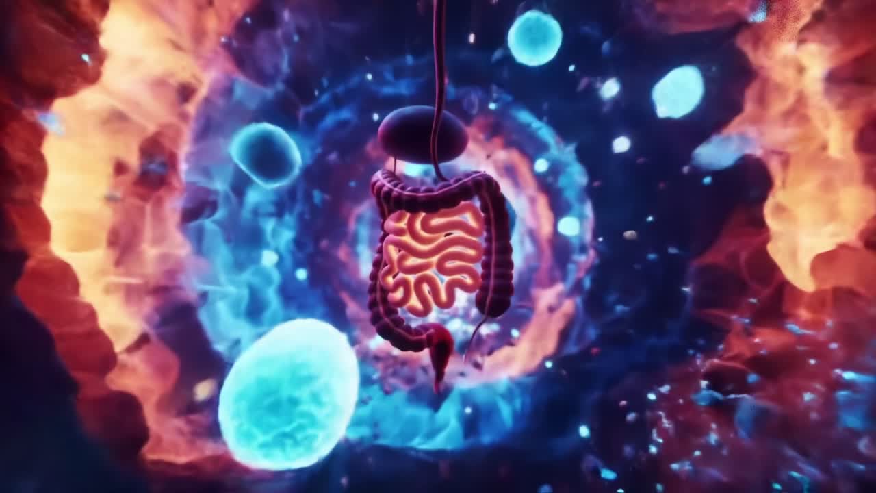 A Mesmerizing Journey Through the Intestine: Exploring a Hypothetical Dimension Where Digestive Organs Meet Cosmic Elements and Vibrant Energies