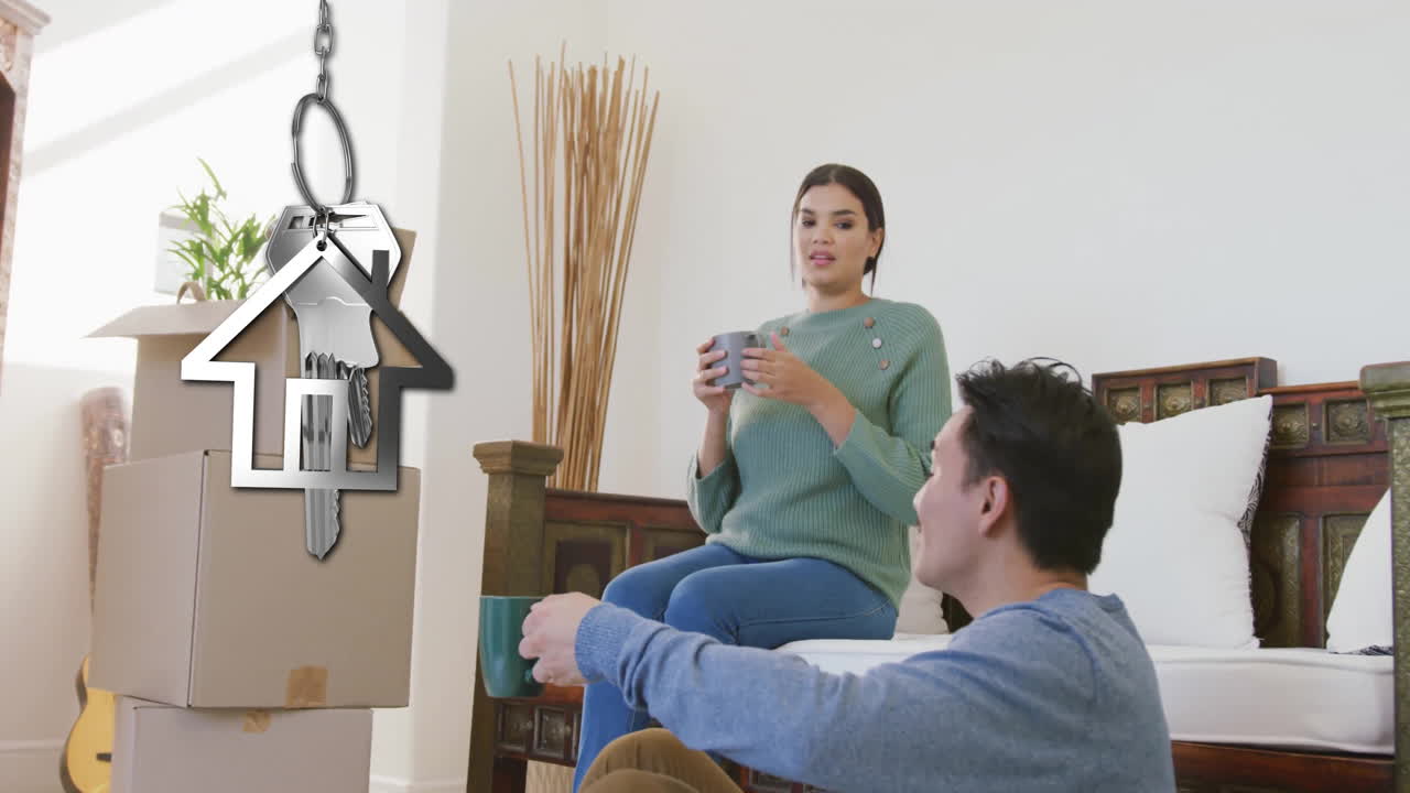 실버 하우스 키와 키 포브의 애니메이션 새로운 집에서 다양한 커플을 통해