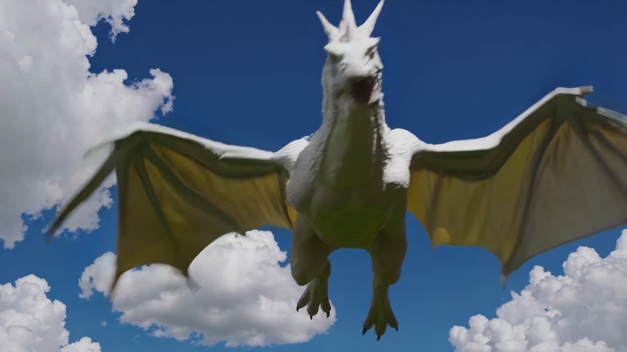 White Dragon Soaring in the Sky