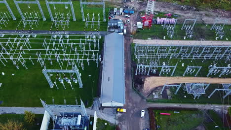 large electrical power substation transmission, transformer, and distribution center - aerial