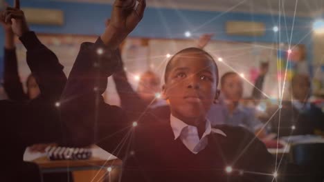 animación de redes de conexiones entre diversos escolares en el aula