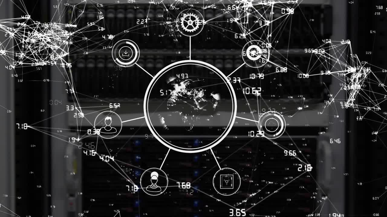 Animation af netværk af forbindelser og databehandling over hele kloden