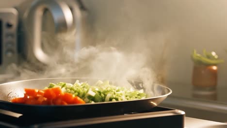 cooking vegetables in a pan