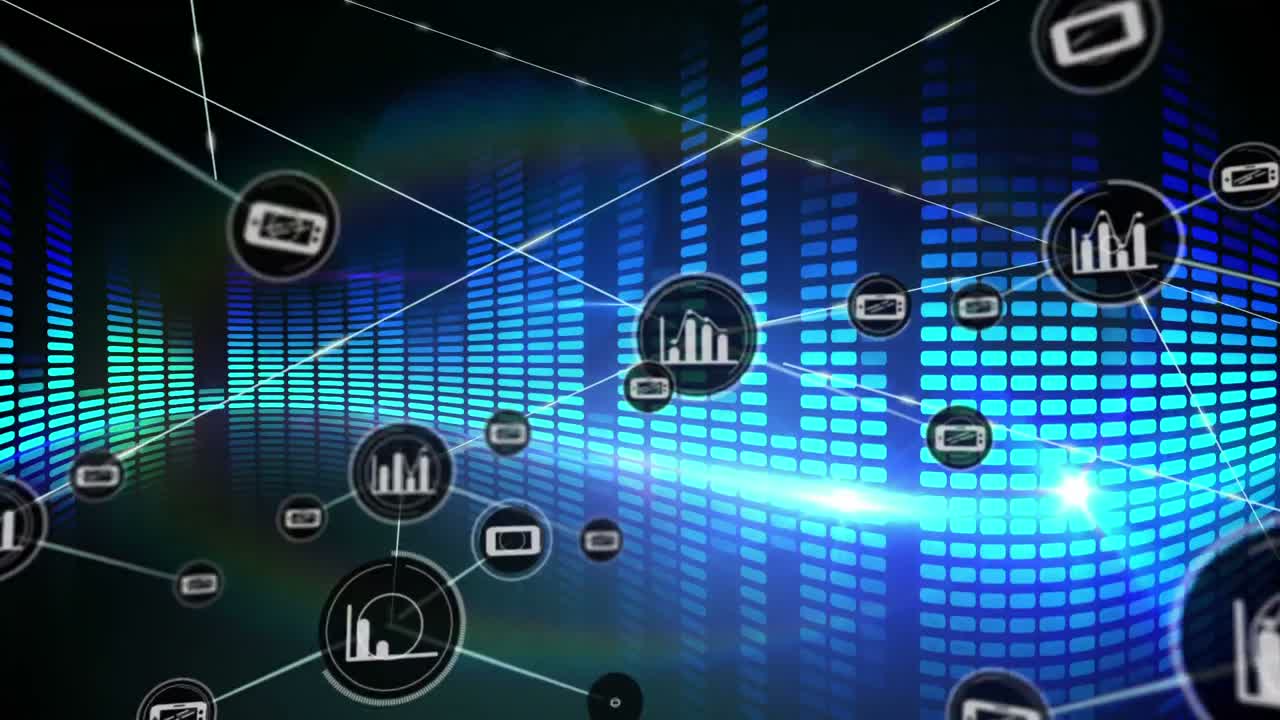 conectores que se mueven en un fondo digital negro