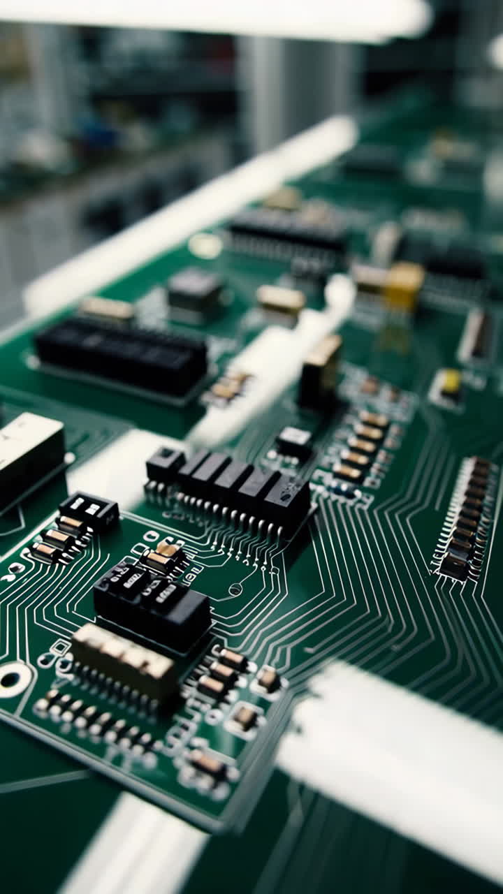Close-up of Circuit Board in Manufacturing Facility