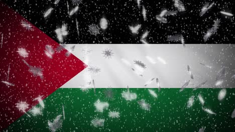 bandera de palestina cayendo nieve en bucle, año nuevo y fondo de navidad, bucle