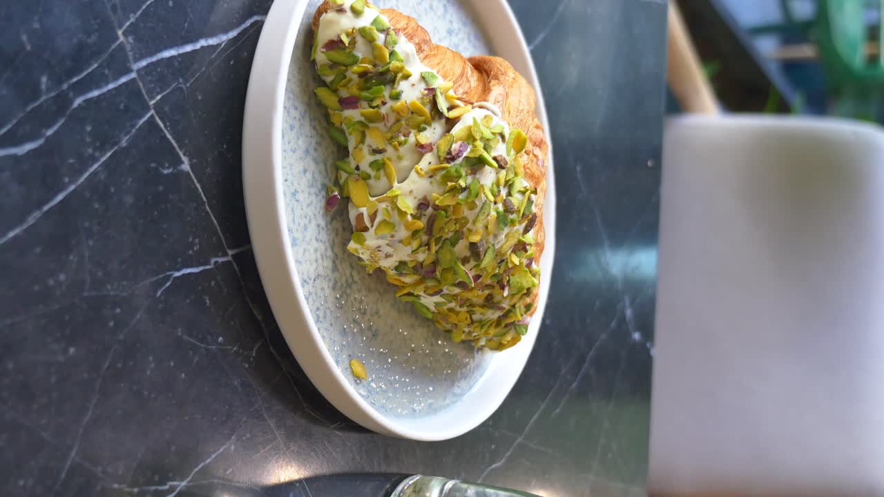 Croissant with pistachio and white chocolate