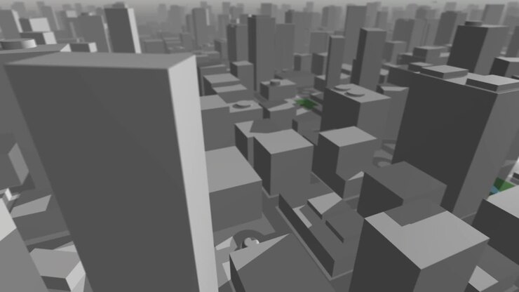 Panoramica mappa città 3D.