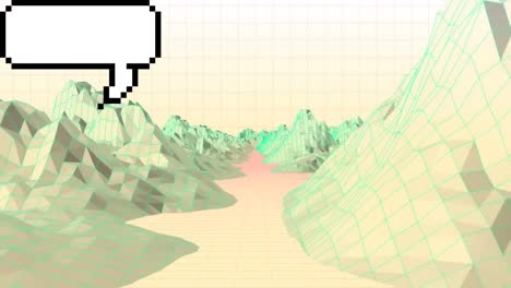 animación de burbujas de habla sobre el paisaje del metaverso en movimiento