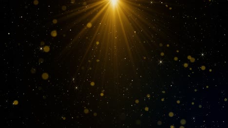 golden light flare with particles