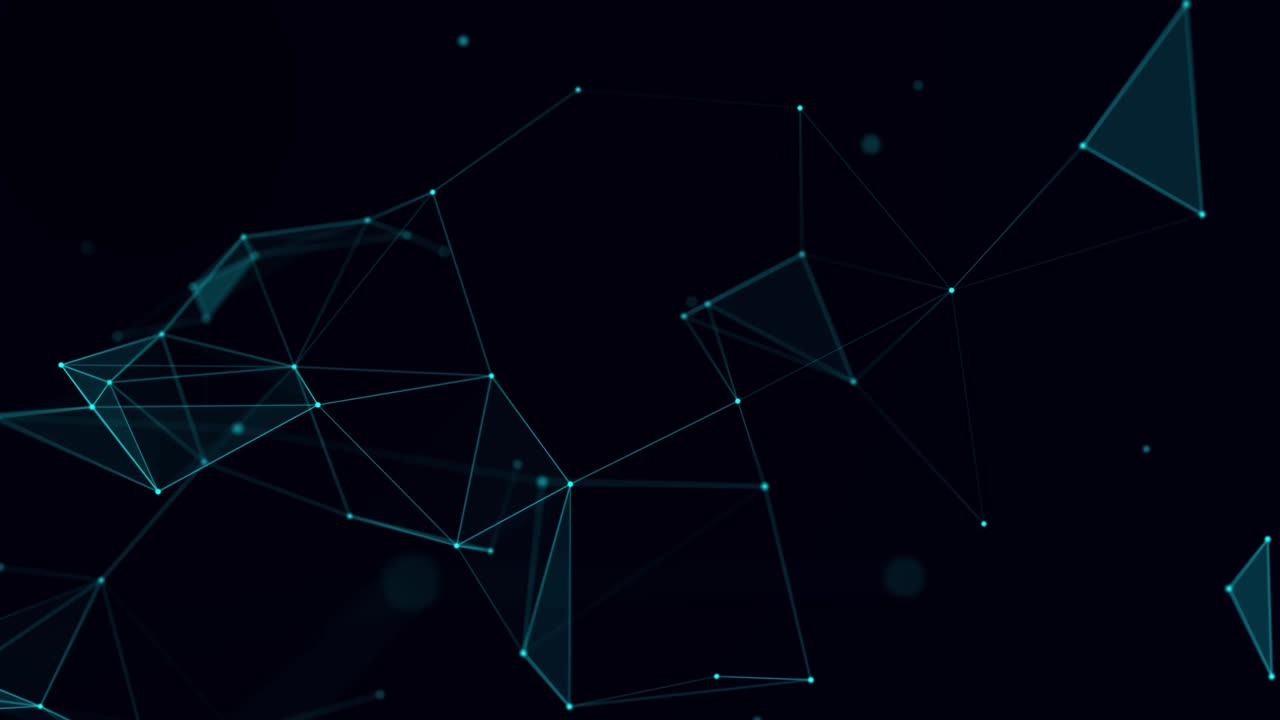 distribución de líneas y puntos en el espacio. fondo digital de la conexión de la red de datos. renderización 3d. bucle sin costuras.