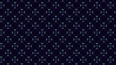 colorful geometric pattern with small dots on dark background