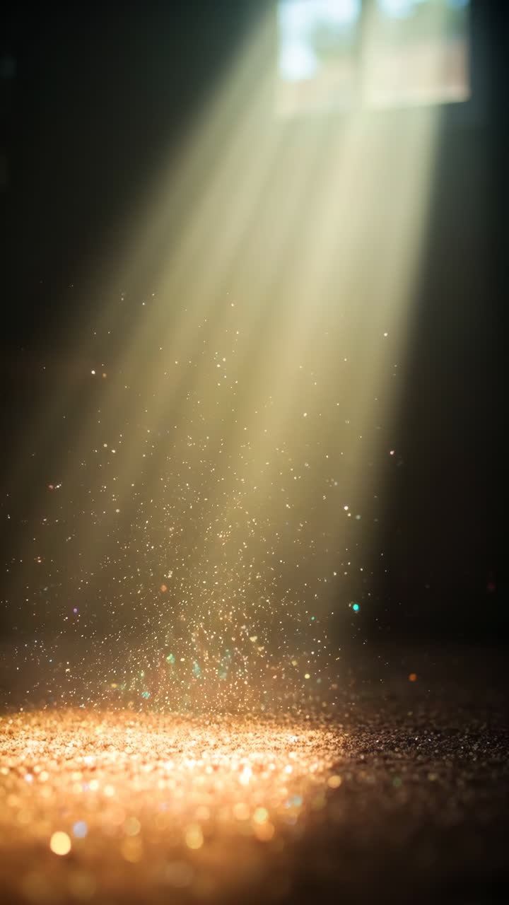 Mystical Light Beam Illuminating Shimmering Dust