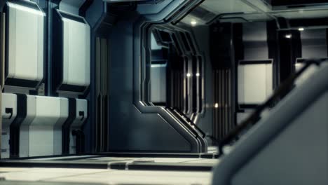 El interior de una nave espacial futurista de ciencia ficción