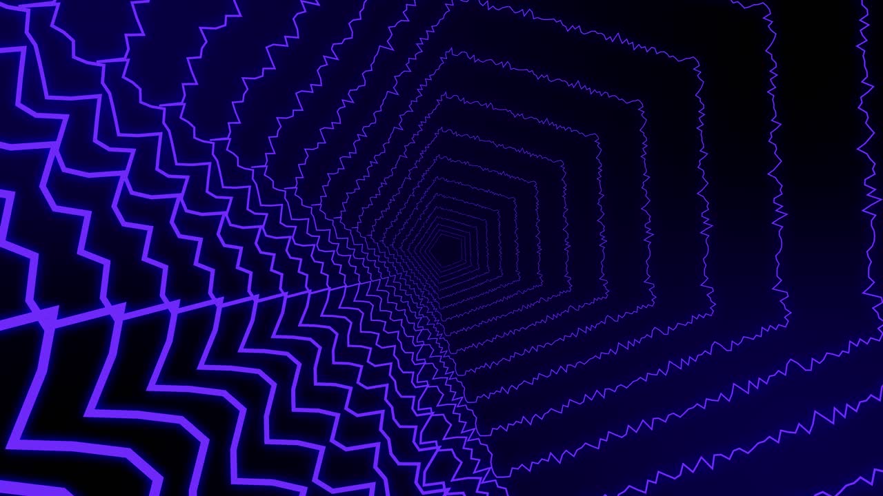 Abstract Purple Neon Hexagon Tunnel Moving Forward