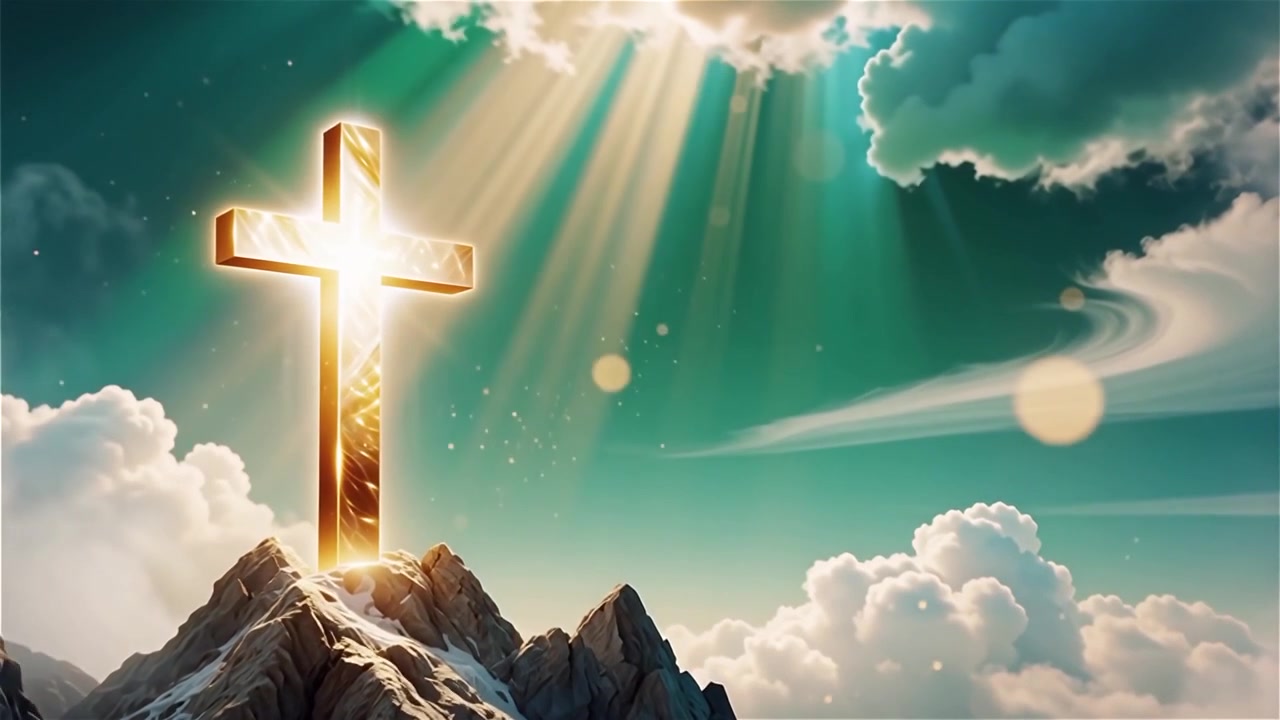 Christian Cross Heavenly Light Worship Background