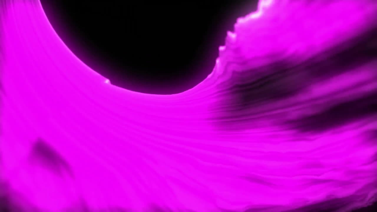 Animation of pink shapes and lightning on black background