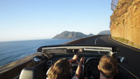 young couple in love enjoying a roadtrip