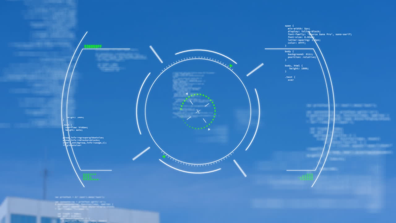 하늘 위의 범위 스캔과 데이터 처리의 애니메이션