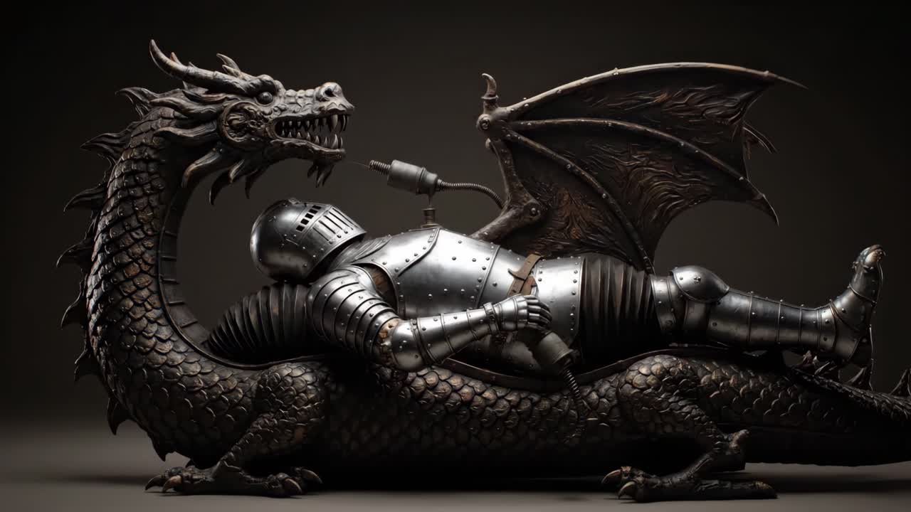 A Knight Relaxing on a Mechanical Dragon