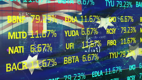 procesamiento de datos del mercado de valores contra la bandera nacional australiana