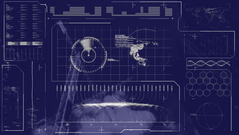 animación de hud, globo con procesamiento de datos infográfico en la interfaz digital