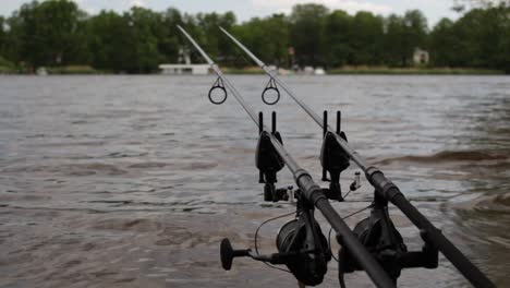 two fishing rod´s at the lakeside