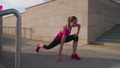 woman stretching outdoors