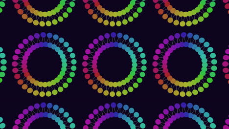 colorful symmetry seamless circle pattern on black background